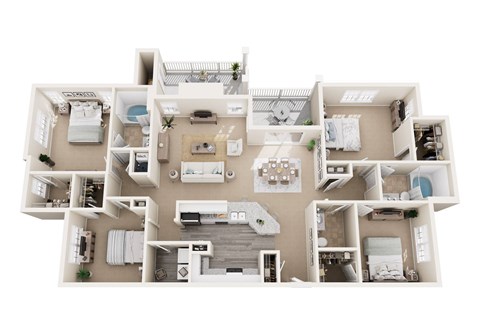 Floor plan for 4 beds, 2.5 baths, 1900 sqft
